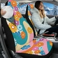 thumbnail image 2 of Pzuqiu Hippie Flower Print Car Seat Cover Warm Car Covers Front Seats Only Anti-Slip Elastic Fabrics Auto Seat Protector Soft Comfortable Interior Accessories Fit for Most Cars SUV, 2 of 7