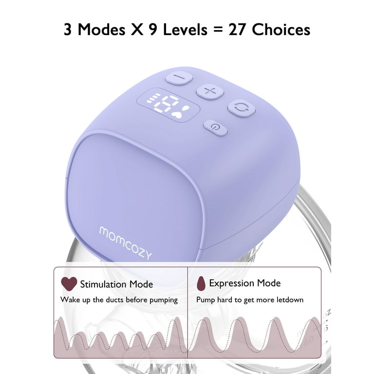 Momcozy S9 Pro Portable Breast Pump, Hands Free Wearable Breast Pump 24mm  Purple
