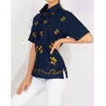 thumbnail image 2 of HAPPY BAY Women's Short Sleeve Summer Blouses Fashion Hawaiian Shirt Button Down Vacation Holidays Womens Tops And Blouses M Indigo, Turtle, 2 of 4