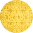 thumbnail image 1 of Ahgly Company Machine Washable Indoor Round Oriental Yellow Traditional Area Rugs, 7' Round, 1 of 4