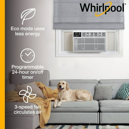 Whirlpool - 1,500 Sq. Ft. 24,000 BTU Window Air Conditioner with 10,600 BTU Heater - White