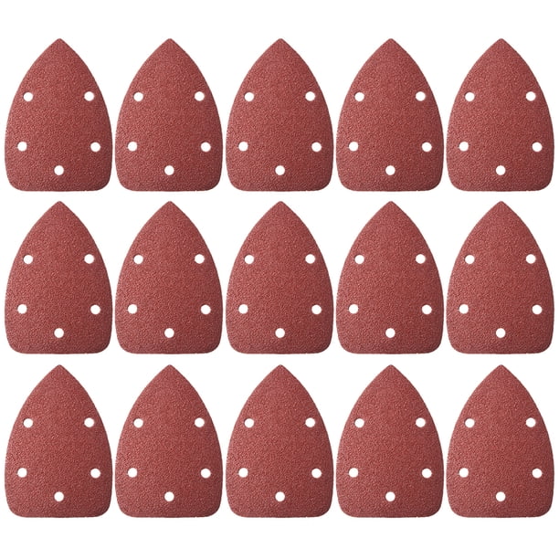 Lijas de Detalle Triangular, Papel de Lijado, Almohadillas de Lijado Variadas, 5 Agujeros 60 Grits 15pcs