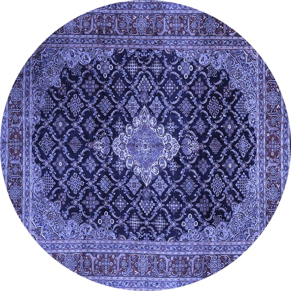 Ahgly Company Indoor Round Medallion Blue Traditional Area Rugs, 3' Round