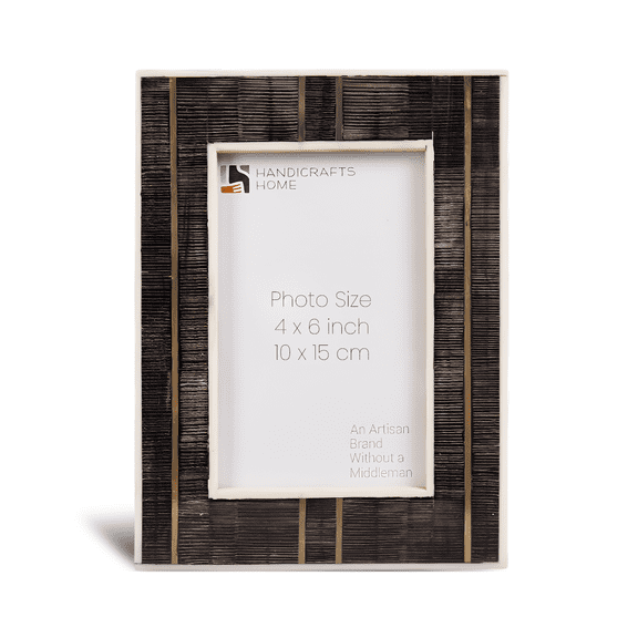 Handicrafts Home Handmade Horn Inlay Vintage Picture Frame Brass Decor, 6x4