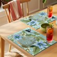 thumbnail image 4 of Birds Cage Placemats Set of 12 Spring Botanical Blue Floral Place Mats Indoor Wipeable Table Mats Washable Cloth Dining Table Placemats for Kitchen Holiday Party Home Decor 13x19 Inch, 4 of 9