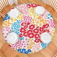 thumbnail image 2 of Vibrant Boho Floral Print Elastic Hem Tablecloth - Round Table Cover for Kitchen Patio - Fits 52 to 56 Inch, 2 of 7