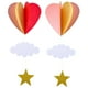 thumbnail image 1 of Decoración de papel colgante de 2 pcs forma de corazón 3D con guirnalda de papel estrella y nube para fiesta, 1 of 6