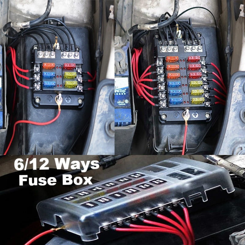 6-Circuit Blade Fuse Block & 12 Fuse For 12V/24V Car Marine Dc Electrical System 