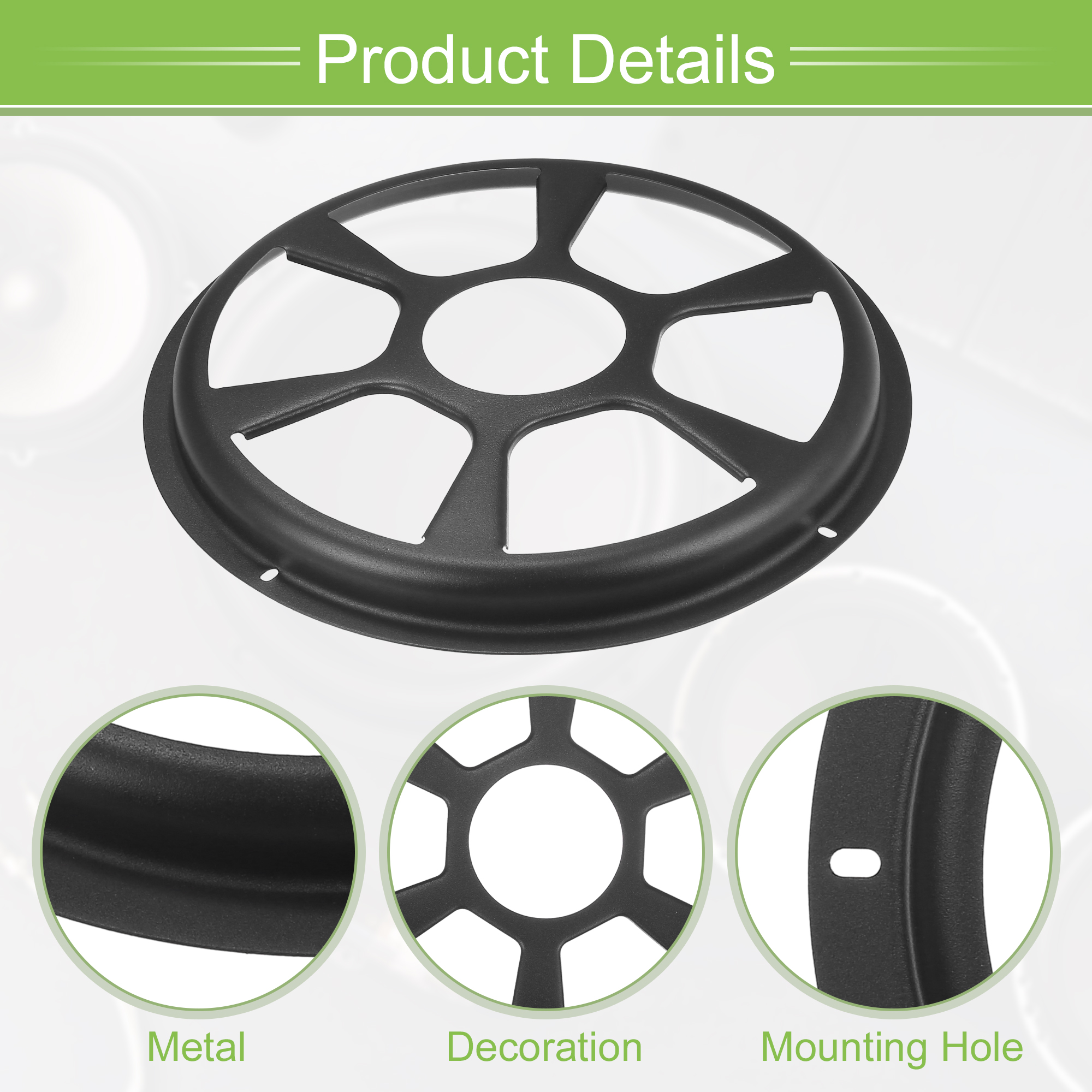 Unique Bargains Universal Car Speaker Grills Cover with Mounting Screws Iron Black 10"