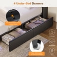 thumbnail image 6 of Queen Gaming Bed Frames with 4 Drawers and Storage Headboard, Faux Leather Upholstered Platform Beds with RGB LED Lights & Charging Station, Esports-Style Queen Size Bed Frame, Black, 6 of 9