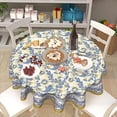 thumbnail image 5 of Yellow and Blue Floral Tablecloth Round 60 Inch Farmhouse Boho Tablecloth Spring Summer Fabric Table Cloth With Wrinkle Resistant For Kitchen Holiday Picnic Party Dinner Room Indoor Outdoor Decor, 5 of 6