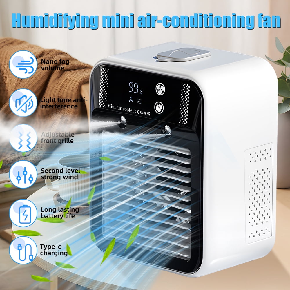 L8 Portable Air Cooler Fan with Digital Display, 3000mAh