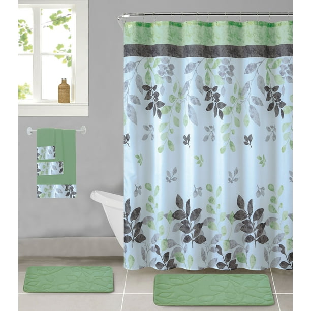18 Piece Bathroom Set, Shower Curtain Sets With Matching Window Curtains