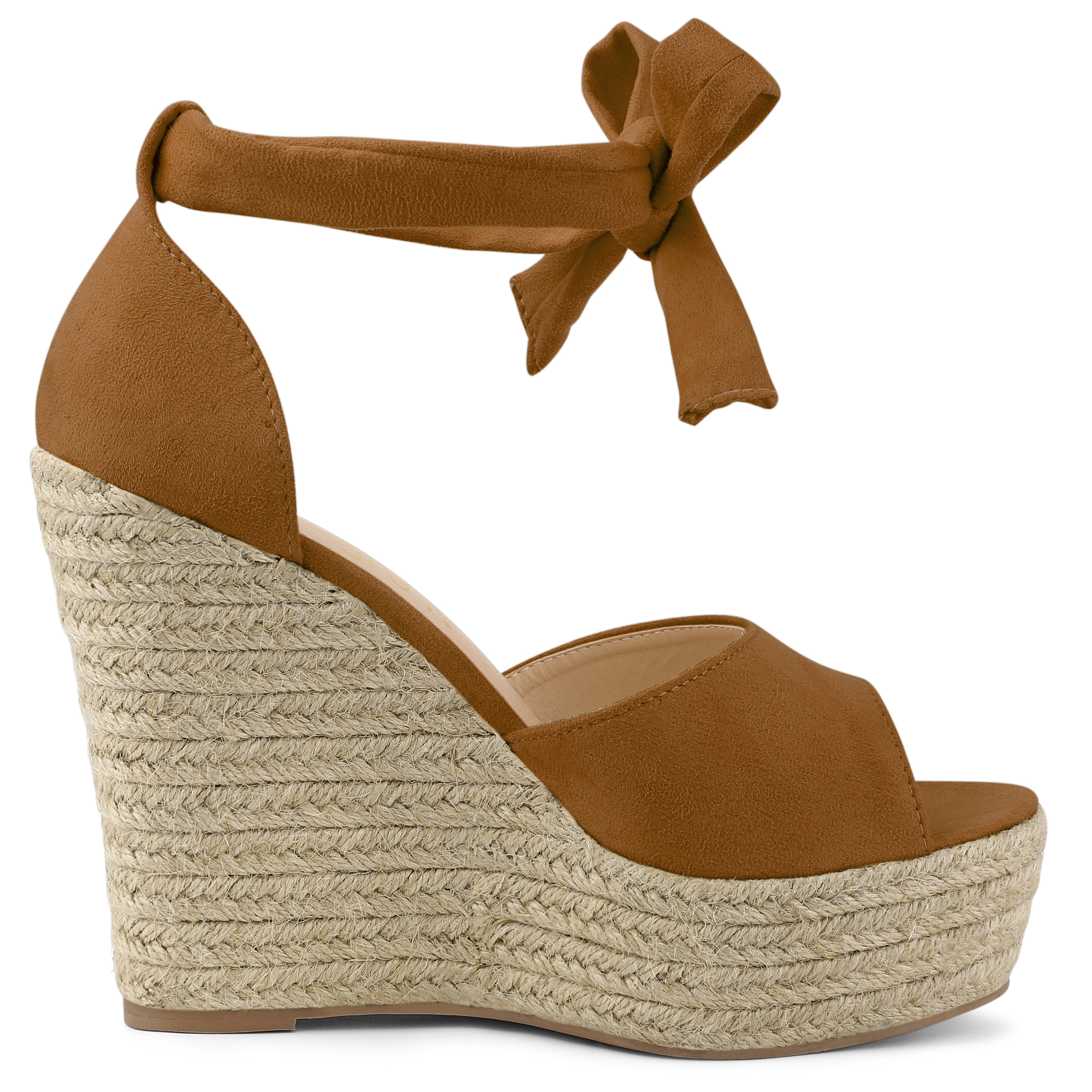 DARING DIVA Women's Espadrilles Tie Up Ankle Strap Wedges Sandals Brown 8.5
