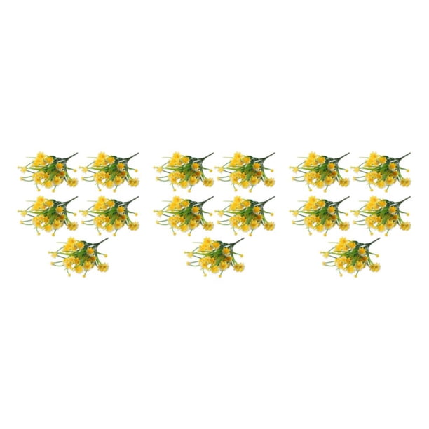 Matsuzay Ramo de flores artificiales de plástico de 5 piezas para un bajo mantenimiento y una larga durabilidad amarillo Type1 NO1