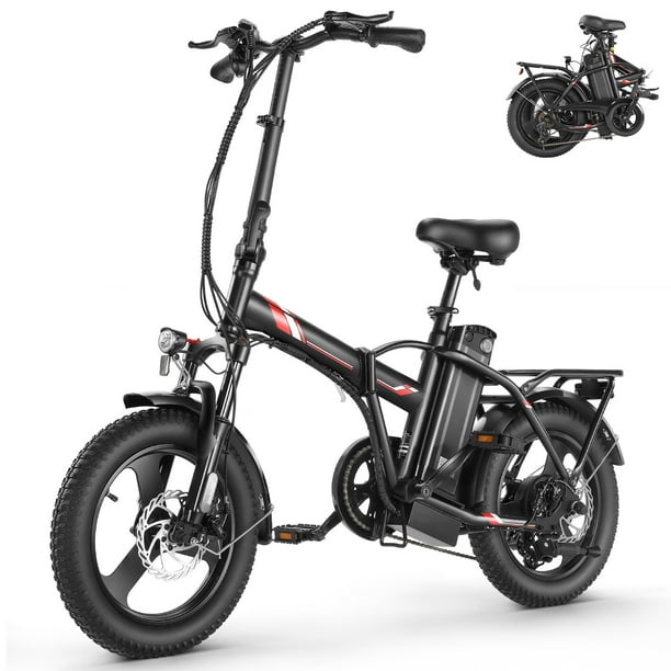 Gocio 350W Folding Electric Bike,16"×3 Fat Tire Electric Bicycle, 48V 7