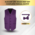 thumbnail image 5 of Oliver George 2pc Men's Solid Formal Suit Vest Waistcoat Tuxedo Dress Vest and Bowtie Set for Suit or Tuxedo Dark Purple X-Large, 5 of 5