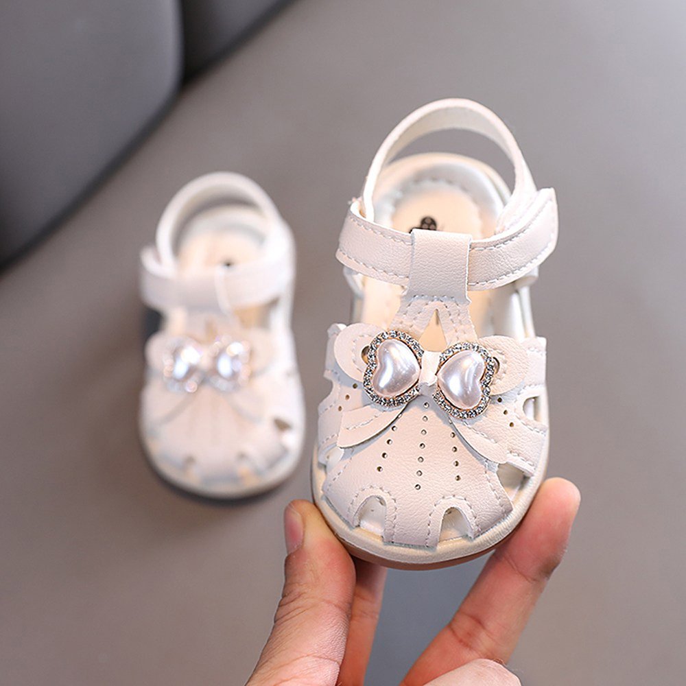 Summer Savings EINCcm Sandals Kids Sandals Toddler Sandals Baby Girl Shoes Toddler Infant Kids Baby Girls Pearl Bowknot Princess Leather Shoes Sandals White 24 Walmart