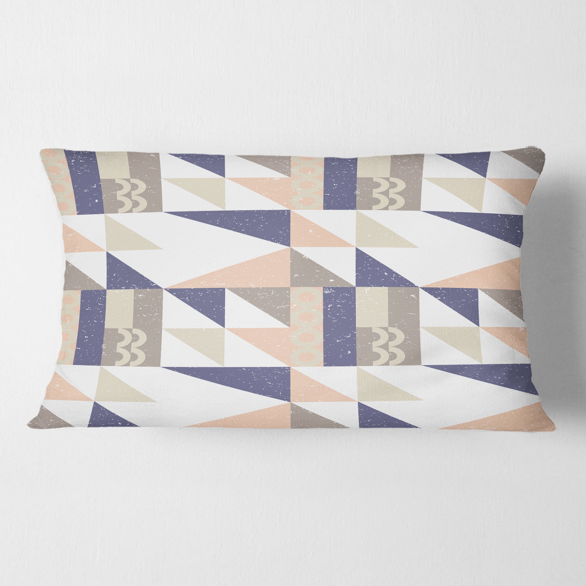Designart Retro Geometric Design X' Mid-Century Modern Throw Pillow - 12x20