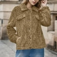 thumbnail image 4 of RYRJJ Womens Sherpa Fleece Jackets Button Down Fuzzy Warm Winter Coats Lapel Long Sleeve Jacket Outwear with Pockets(Khaki,L), 4 of 6