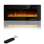 Waleaf 42 inch Thinnest Electric Fireplace Recessed and Wall Mounted, Linear Fireplace Heater Insert with Adjustable Flame Colors and Speed, Remote Control and Touch Screen, 750W/1500W Hea