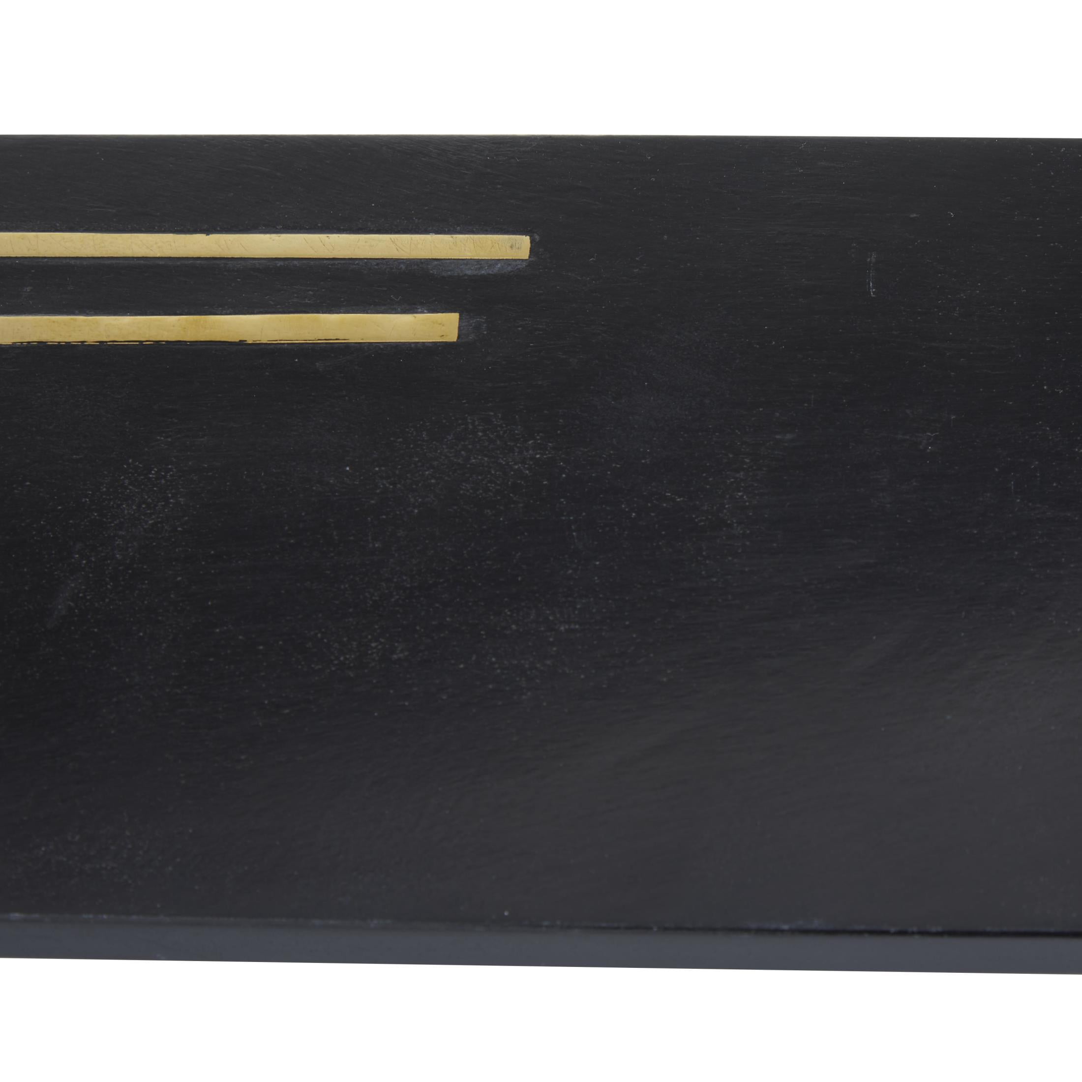 DecMode 22", 18"W Black Marble Tray with Gold Handles, 2-Pieces