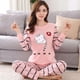 thumbnail image 3 of Conjuntos de pijamas para mujer, primavera otoño, camiseta de manga larga + pantalones, traje de 2 piezas, ropa de dormir de dibujos animados para mujer, ropa informal para el hogar, 3 of 5