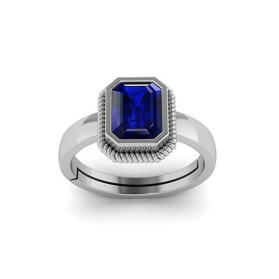 9.00 Carat Antique Emerald Cut Natural Blue Sapphire Gemstone Engagement Ring, Birthday Present For Women