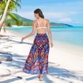 thumbnail image 7 of FORMRS Womens Long Sarong Beach Wrap Semi-Sheer Bikini Skirt Bathing Swimsuit Cover Up, Red Geometric Eagle, 7 of 7