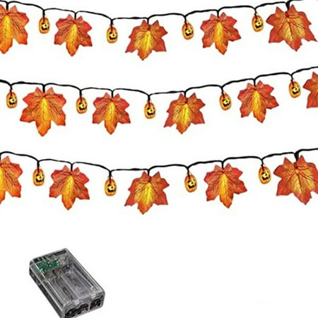 YingYouFu Halloween Lights LED Light String with Maple Leaves andmpkin Shapes for Indoor Outdoor Decor Colorful Party Decoration Lights for Room Courtyard and Festive B