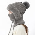 thumbnail image 4 of XIAOCHA Women's Fleece‑Trim Ear‑Flap Beanie Solid Outdoor Snow Neck Gaiter Fall Winter Neckwear,Grey, 4 of 4