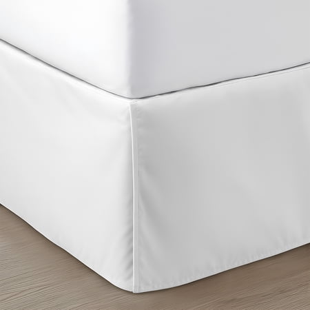 SGI bedding 9 inch Drop Bed Skirt Twin Size Platform Style Classic Tailored Look Elegant Pleated Style Dust Ruffle Split Corners Wrinkle Resistant Microfiber - White