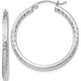 thumbnail image 1 of Sterling Silver Rhodium-Plated 2.5mm Diamond-Cut Hoop Earrings (31 X 29) Made In Mexico qe4474, 1 of 5