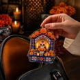 thumbnail image 4 of 2D Acrylic Day of the Dead House Ornament, Blue Sugar Skull Shrine Hanging Decoration for Halloween Tree, Wall, Car Mirror and Dia de los Muertos Party Decor, 3.9 Inch, 4 of 5