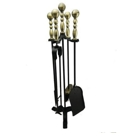 Antique Handle Fireplace Tool Set W Poker Brush Tongs Shovel From