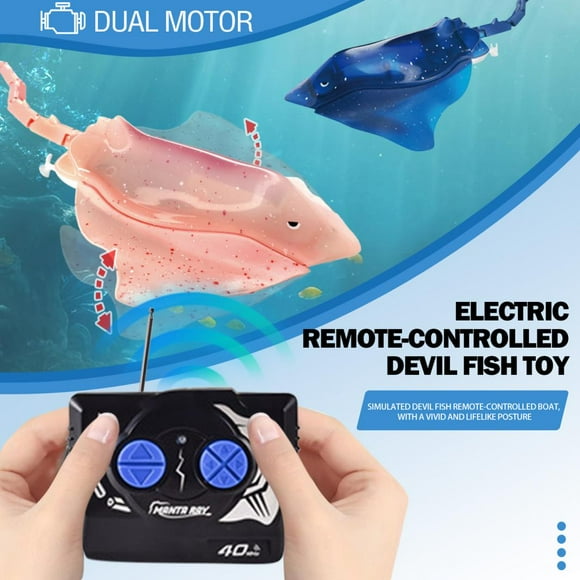Remote Control Manta Ray Diving Toys Fun Pool Toys for Kids Age 4+, Remote Robot Fish Toy with LED Lights for Swimming Pool Bathroom