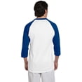 thumbnail image 2 of Champion Men's Raglan Baseball T-Shirt, White/Team Blue, Small, 2 of 3