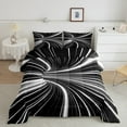 thumbnail image 3 of Black Light Bed in a Bag Queen Comforter Set 7 Piece,3D Ombre Geometric Bedding Sets,Gradient Black White Grey Modern Striped Circle Swirl Sheet Set,Geometry Stripes Line Bed Set, 3 of 6