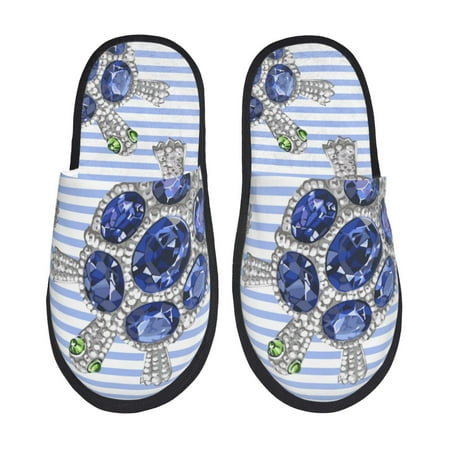 

Tideii Turtle with Blue Stones for Home Indoor Cotton Slippers Autumn and Winter EVA Plush Slippers Household Supplies Unisex-Large
