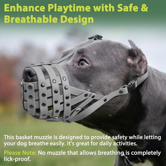 Lightweight Basket Pitbull Muzzle - Adjustable & Sturdy for Rottweiler/Amstaff (M/L Dogs) - Prevents Biting/Eating, Allows Panting/Drinking - Safe for Grooming/Vet/Training