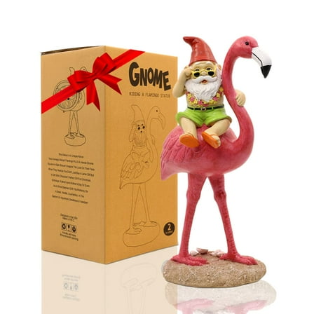 Goodeco Gnome and Flamingo Garden Statue - 6 * 11 Inch (Lady)