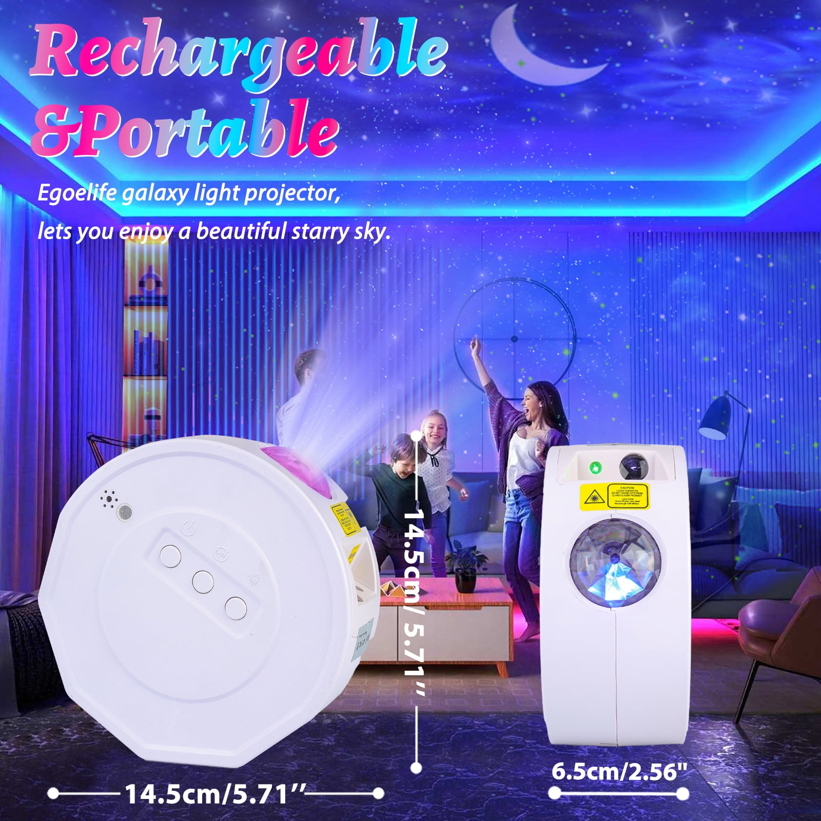 VOPOCO Bedroom Galaxy Star Projector Bluetooth Sync Music Sound Control Led Nebula Night Light Room Decor