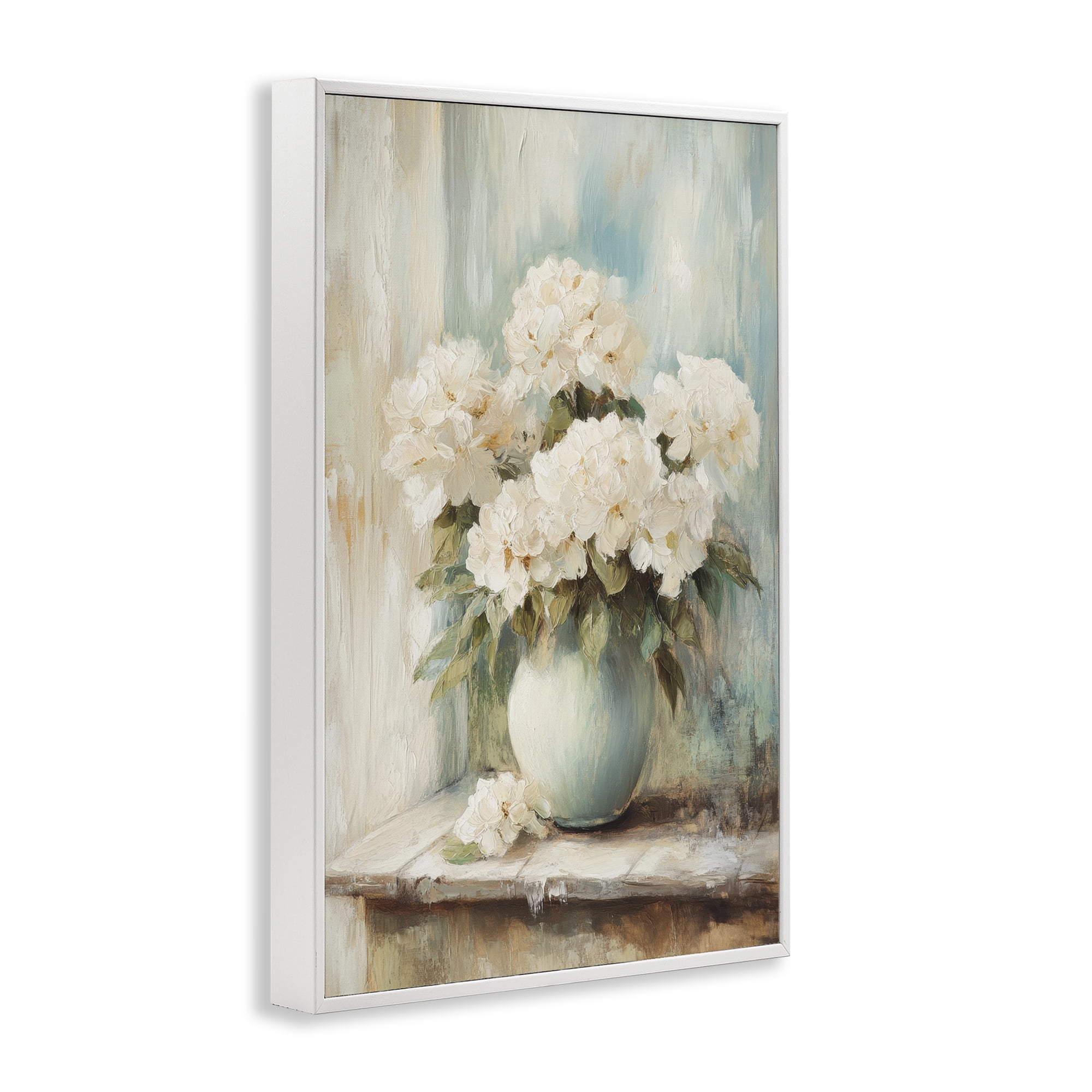 Stupell Industries Mantle Arrangement of Soft Blossoms White Framed Giclee Art, design by Petal Prints Design