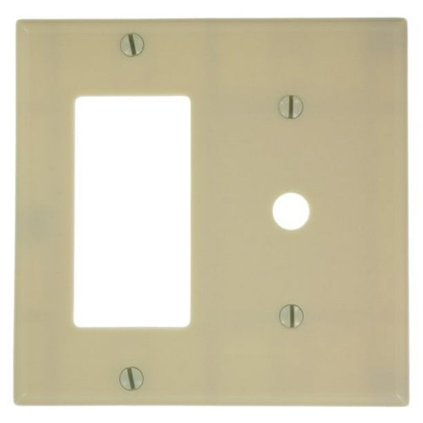 Leviton 80479I Ivory Two Gang Combination Decora .406"Cable Wall Plate