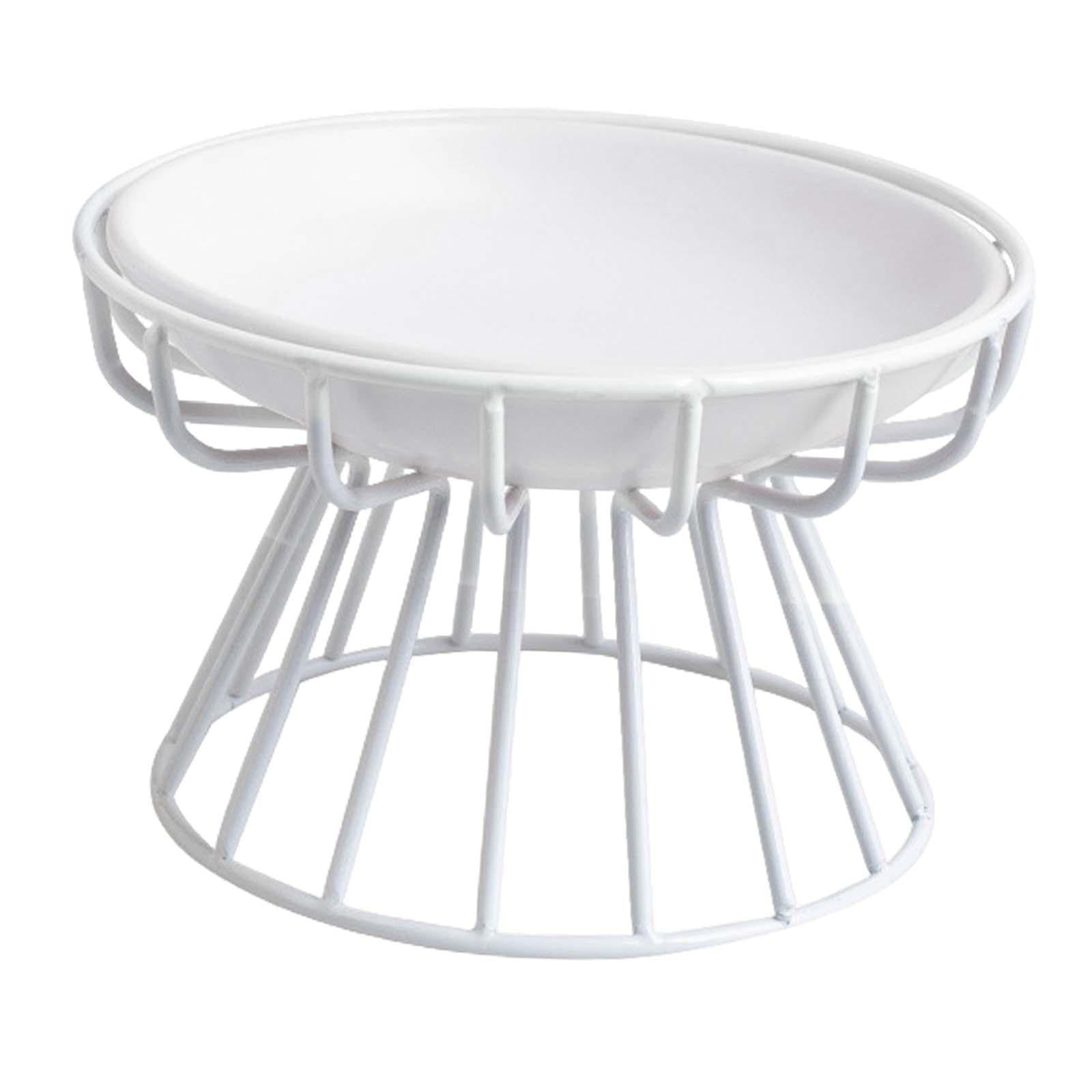 Bvdfgk Elevated Cat Feeder Bowl Ceramic Dish Iron Rack Minimalist Anti Slip Easily Wash Style A