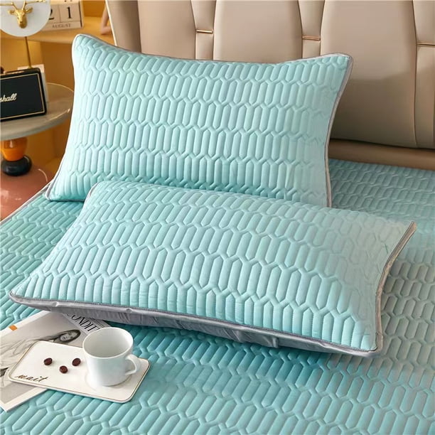 Xiao Hua 2 fundas de almohada de látex de seda fresca de color liso. Las noches de ensueño comienzan con esta cómoda y transpirable funda de almohada de 48 x 74 cm (verde fruta).