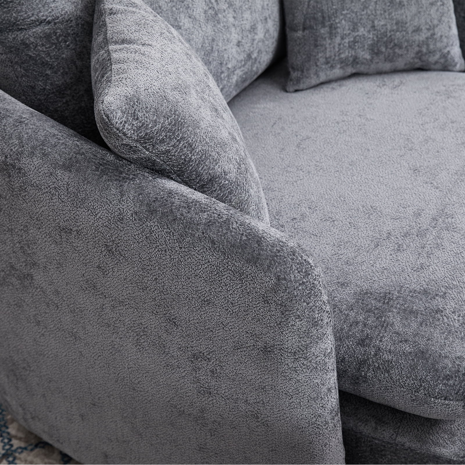 44.6" W Oversized Swivel Armchair with Ottoman,37.8" Large Seat Width Accent Chair with 3 Pillows