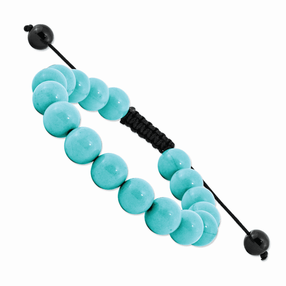 10mm Treated Turquoise and Black Cord Bracelet Inch "Bracelets