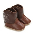 thumbnail image 3 of Baby Boys Girls PU Leather Cowboy Boots Newborn Soft Sole Non-Slip Bootie Crib Shoes 0-18M, 3 of 9