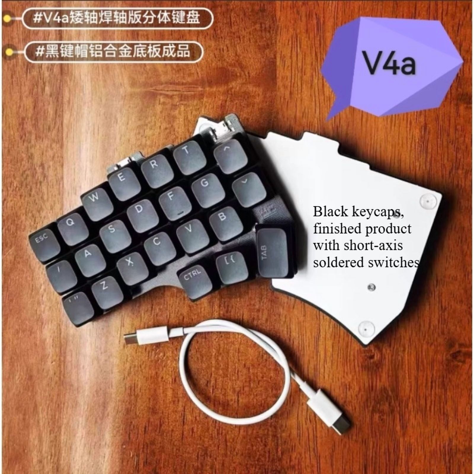 Corne V4 Low Profile Split Keyboard Customized RGB Single-mode Wired Split Mechanical Keyboard Ergonomics VIAL Keymap Red Switch